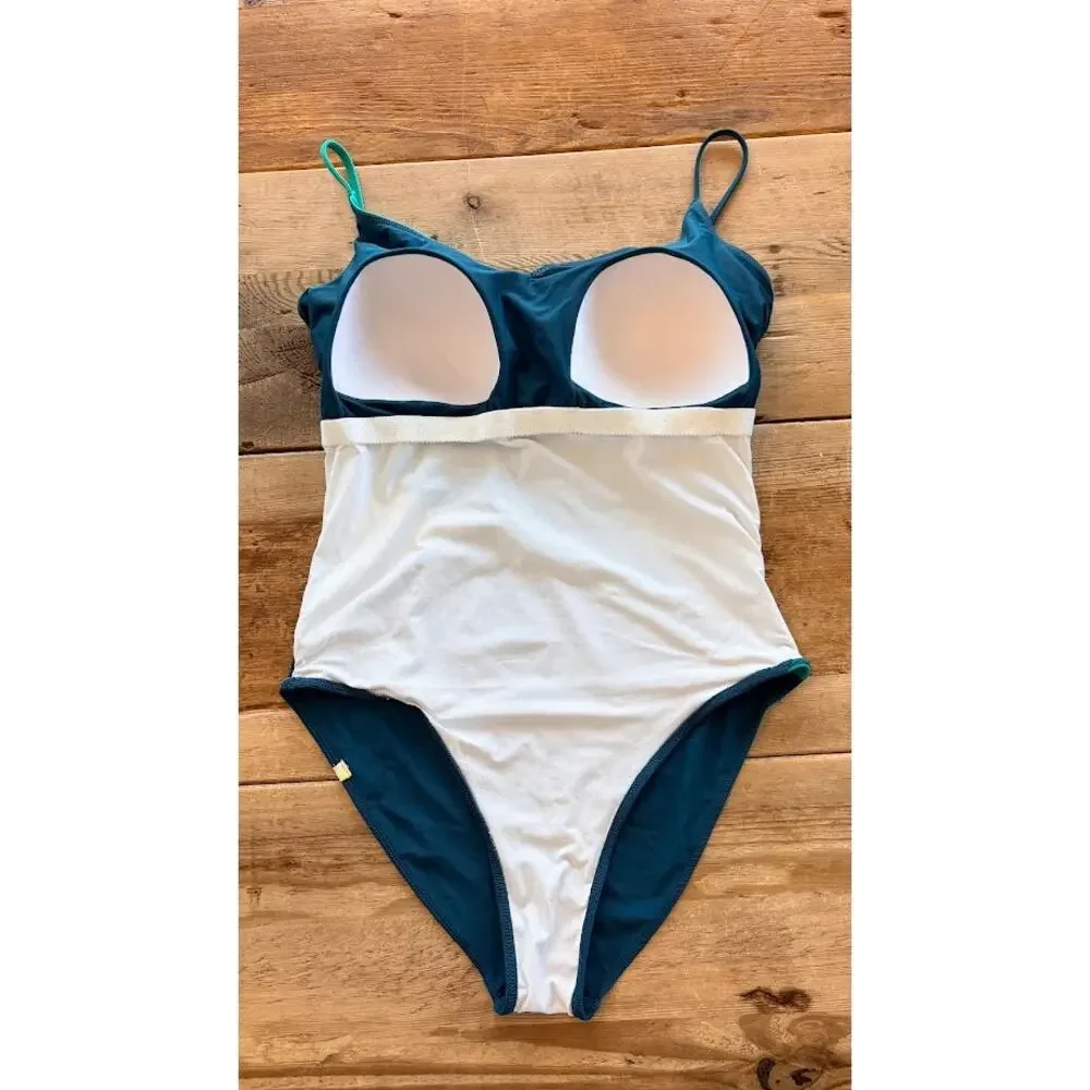 Summersalt Green Blue White SIZE 12 The Marina One Piece Swimsuit